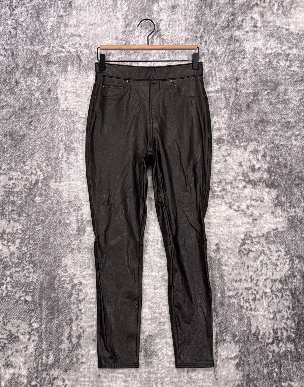 SPANX Pants Small Womens Black Leather Like Ankle Skinny